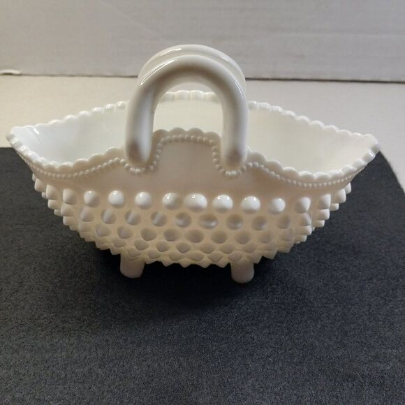 Vintage Hobnail Milk Glass Basket Cottage Core, Country Core, Grandma Core - Picture 3 of 7